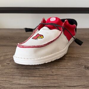 Hey Dude Louisville Men’s Red and White Sneakers size M 12